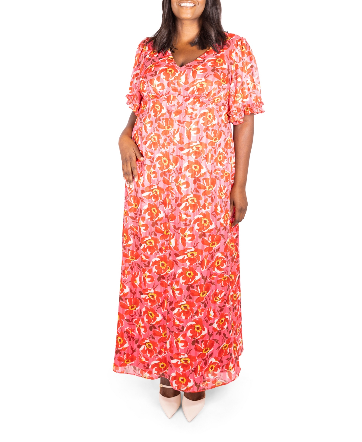Maree Pour Toi Plus Size Floral Lurex Maxi Dress
