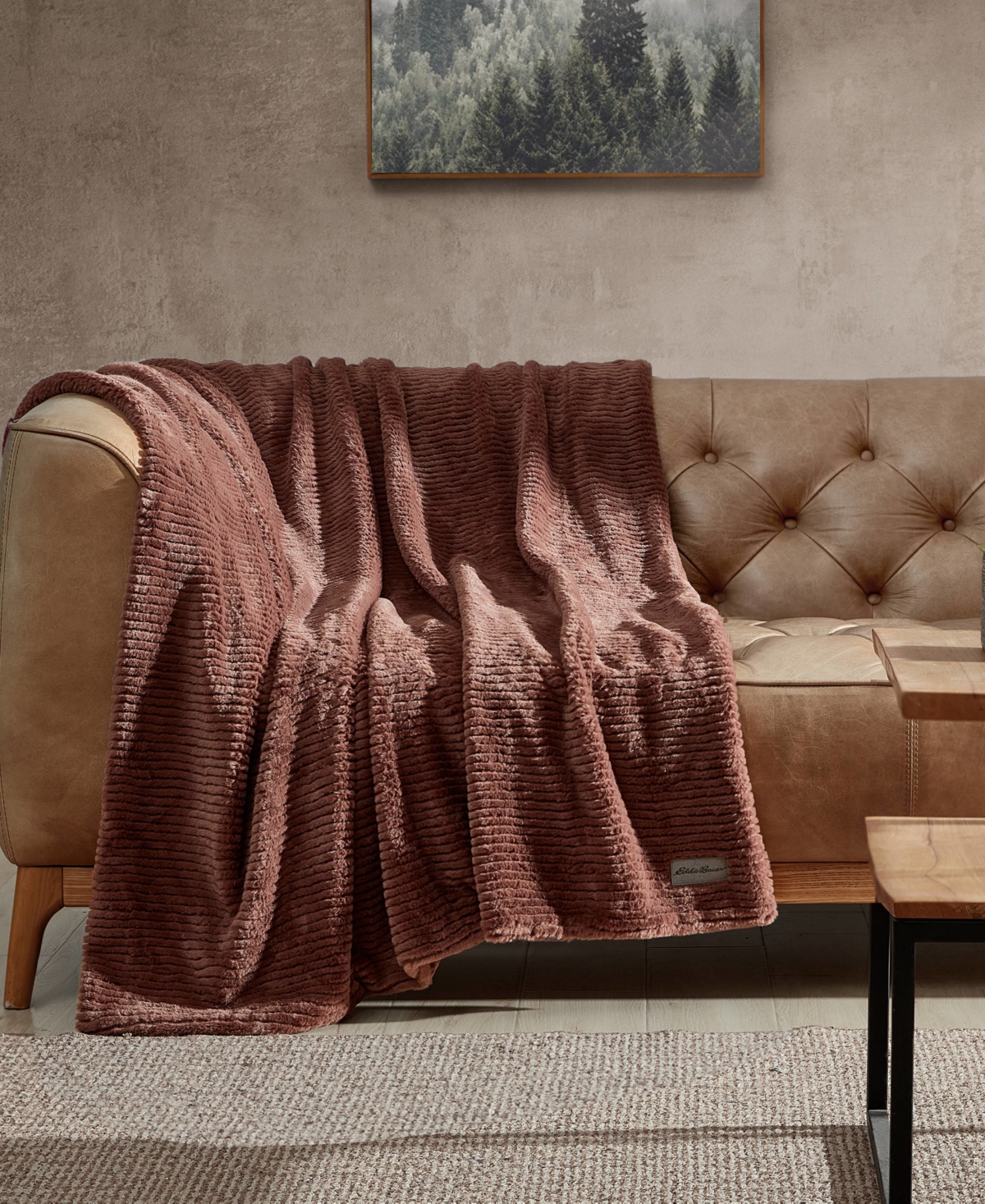 Eddie Bauer Solid Ribbed Super Soft Textured Throw Blanket Bedding In Brown