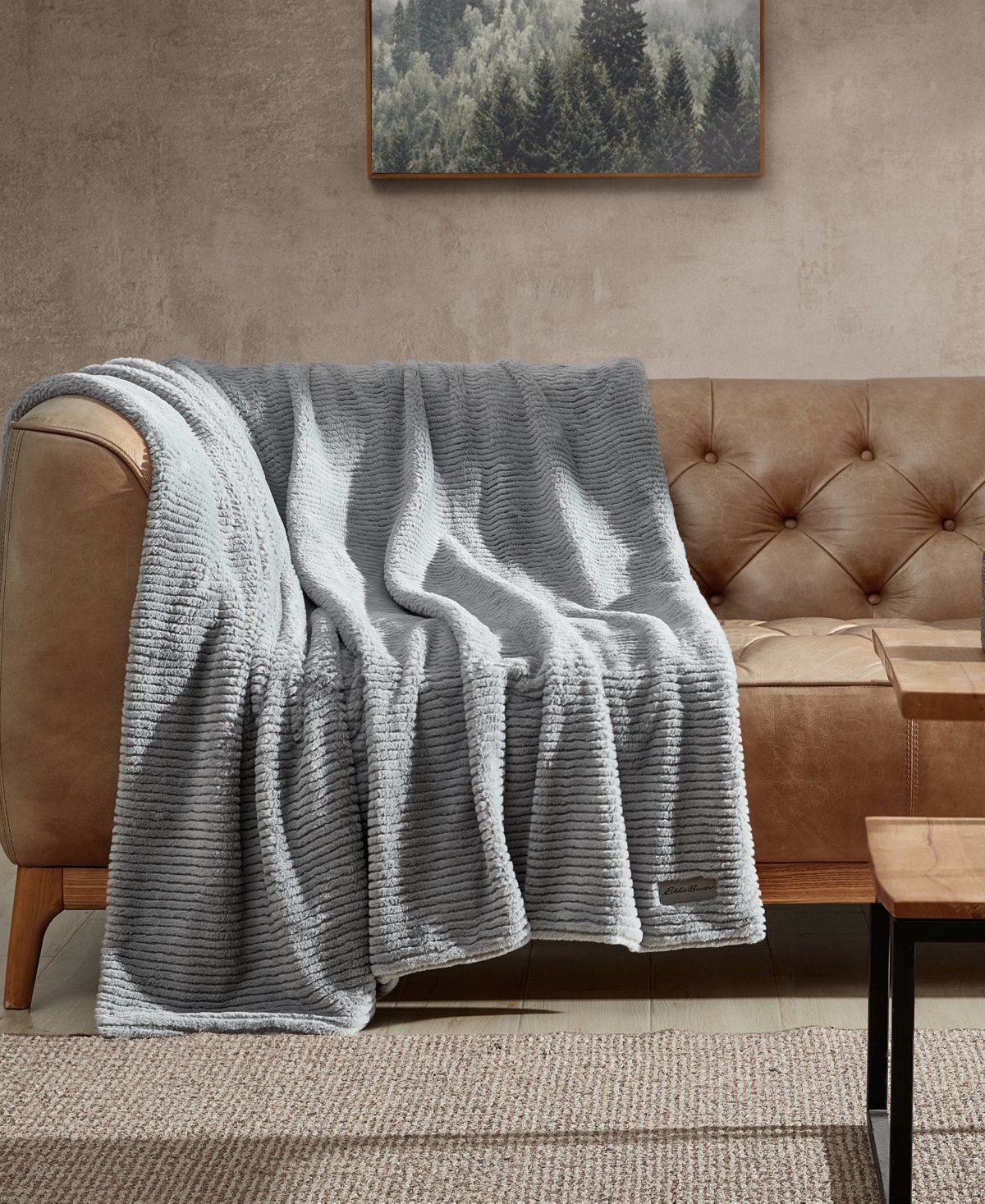 Eddie Bauer Solid Ribbed Super Soft Textured Throw Blanket Bedding In Flagstone Gray