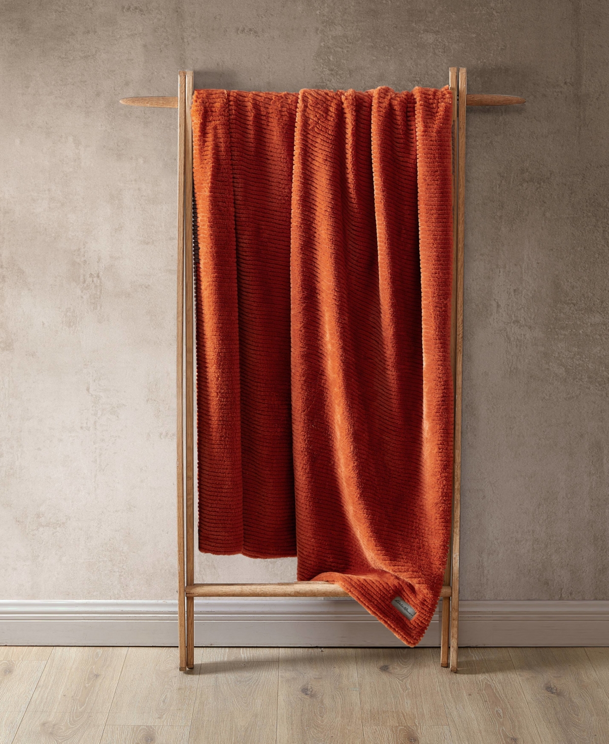 Eddie Bauer Solid Ribbed Super Soft Textured Throw Blanket Bedding In Spiced Orange