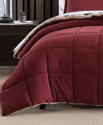Sherwood Reversible Micro-suede Sherpa Comforter Set, Twin