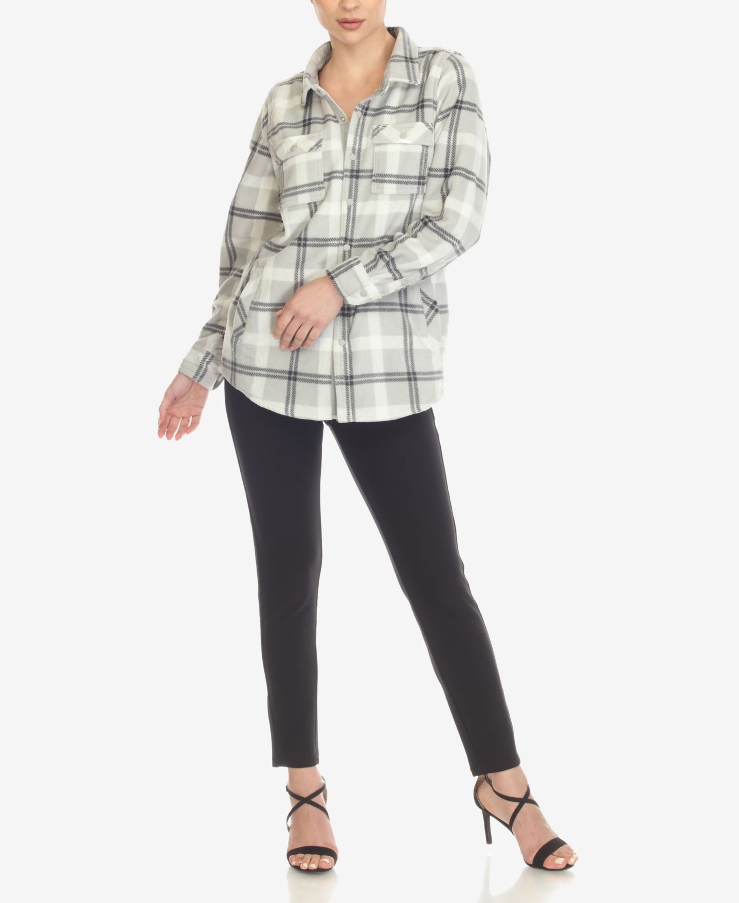 Женская рубашка White Mark Flannel Plaid, цвет: Серый / Чёрный — фото 3
