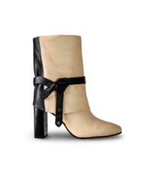 Women's Ivory & Black Premium Leather Boots Nat By