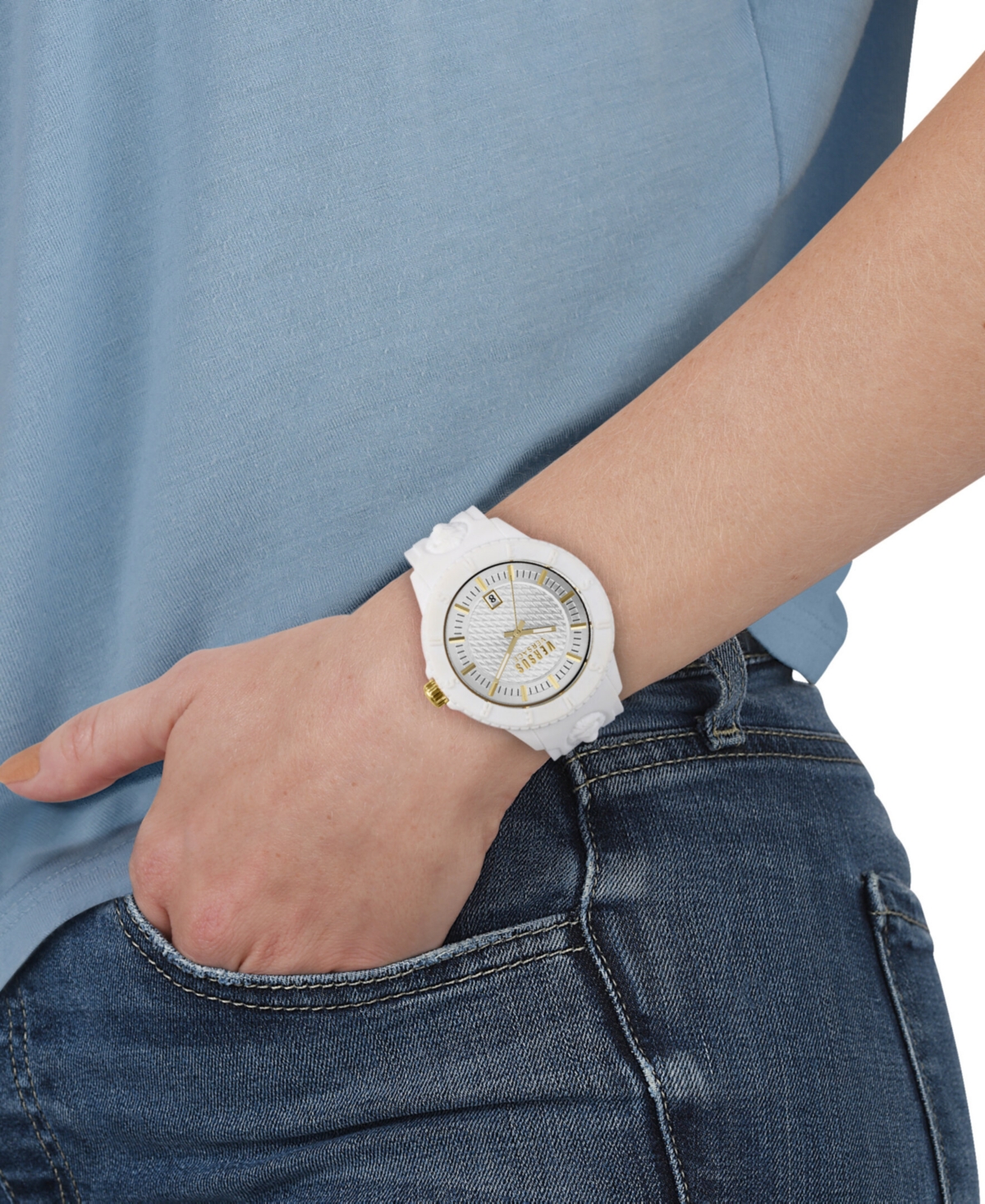 Versus Versace Men's 3 Hand Date Quartz TokyoSilicone Watch, 43mm - White