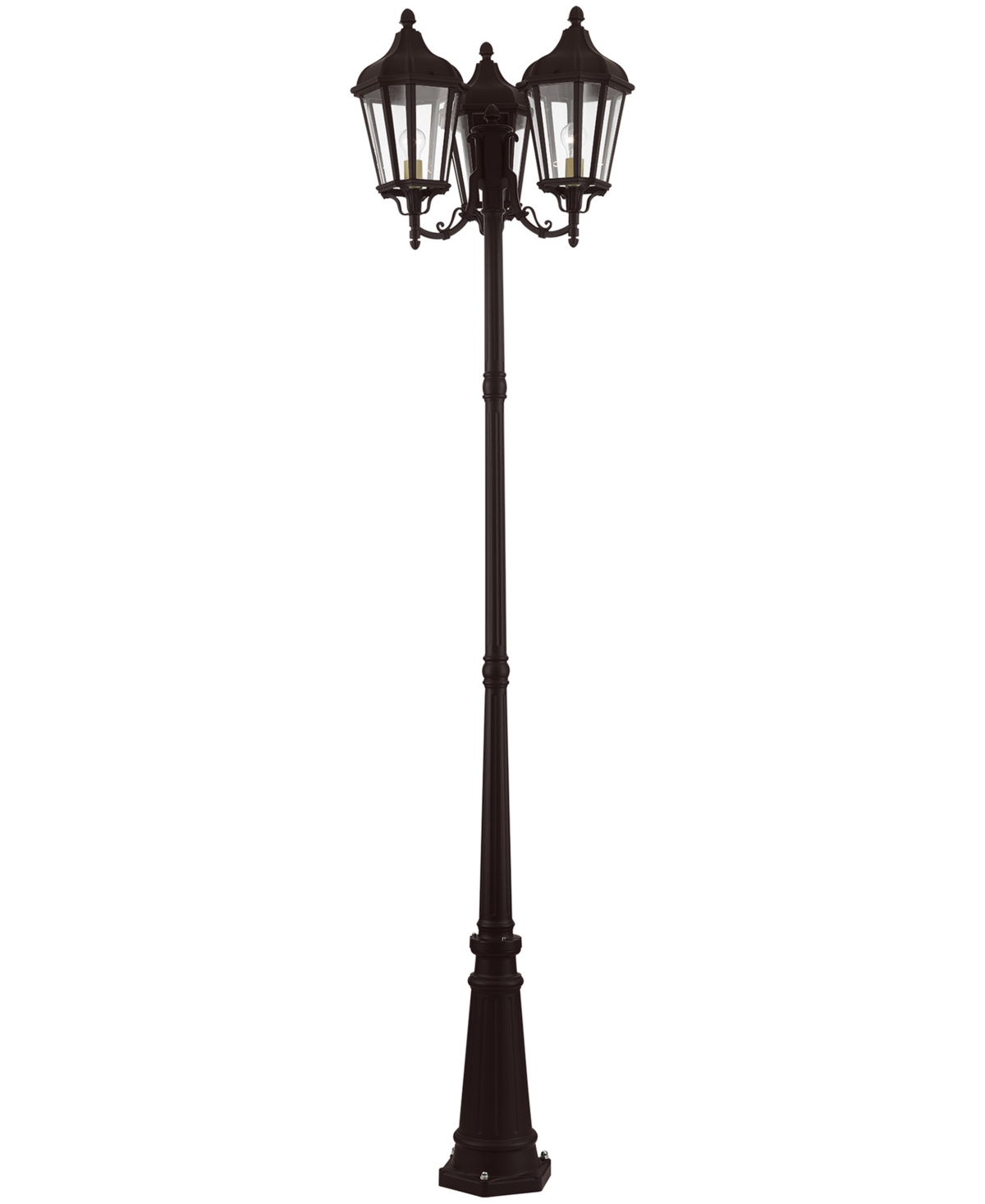 Shop Livex Morgan 3 Light Outdoor Post Light In Bronze With Antique Gold