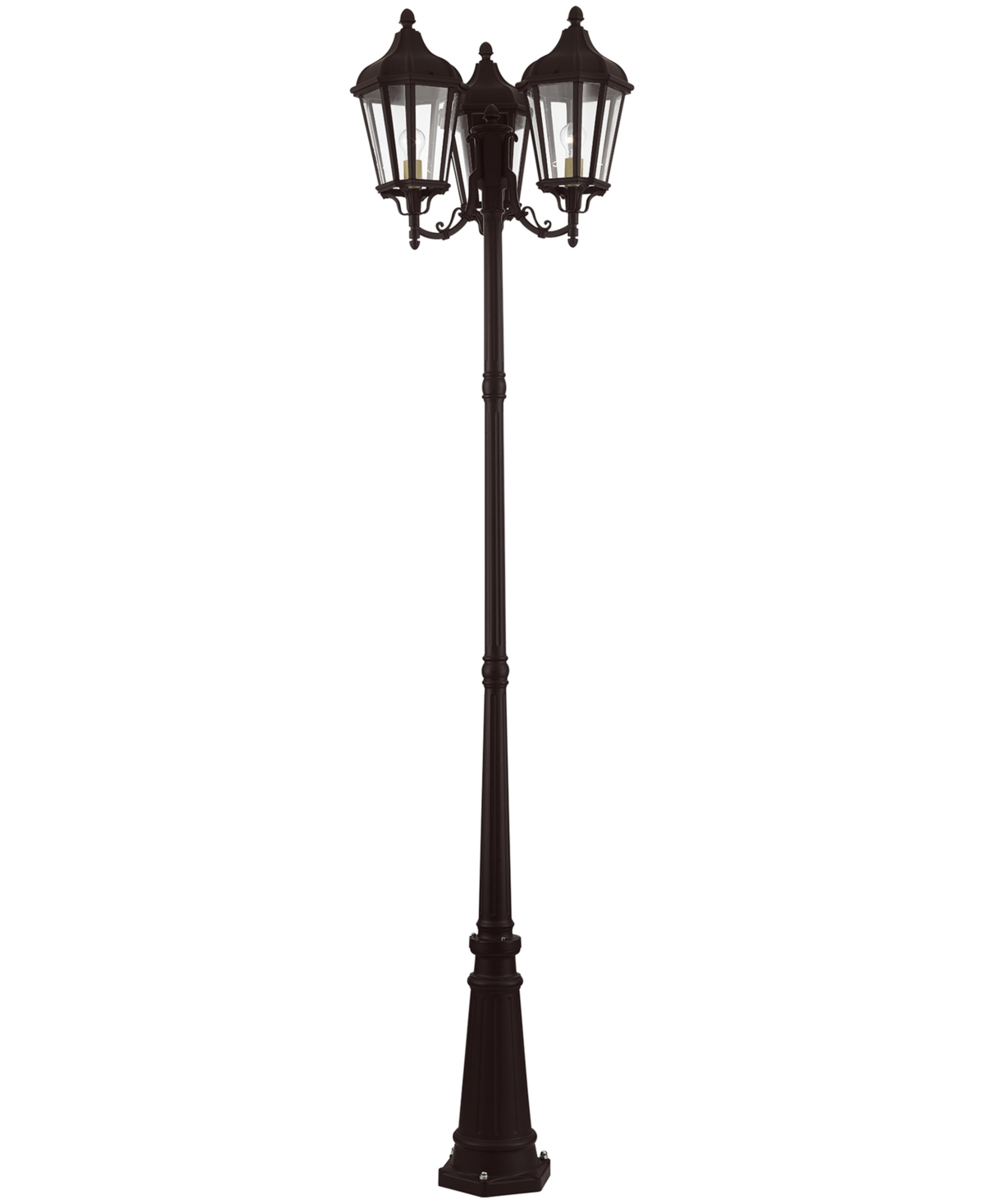 Livex Oxford 3 Lights Outdoor Post Light In Bronze With Antique Gold