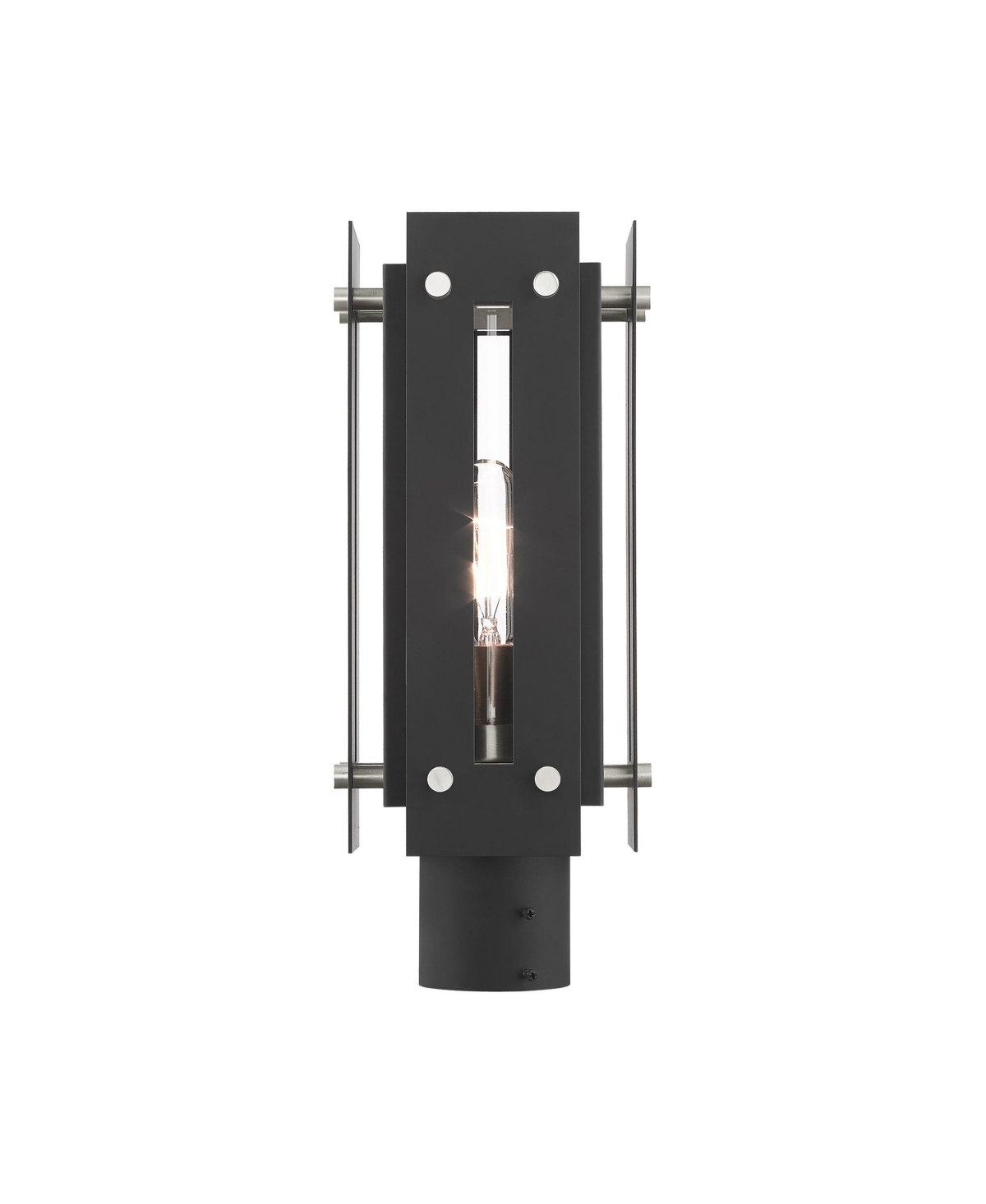 Livex Utrecht 1 Light Outdoor Post Top Lantern - Black with Brushed