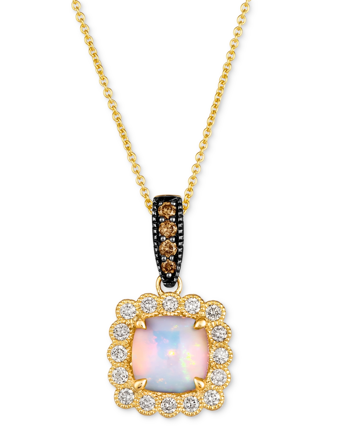 Le Vian Neopolitan Opal (1-1/4 Ct. T.w.) & Diamond (3/8 Ct. T.w.) Halo Pendant Necklace In 14k Gold, 18" + 2 In No Color