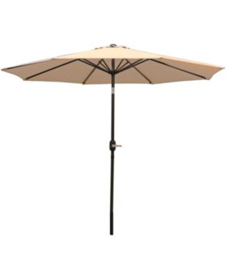Outdoor Aluminum Patio Table Umbrella with Polyester Canopy and Push Button Tilt and Crank
