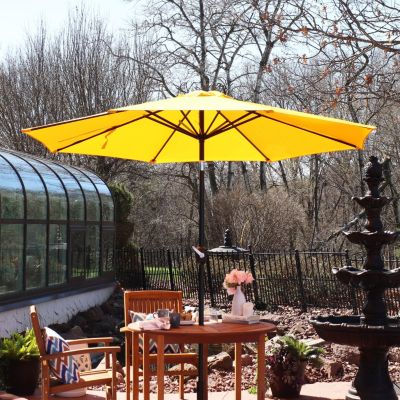 Outdoor Aluminum Patio Table Umbrella with Polyester Canopy and Push Button Tilt and Crank