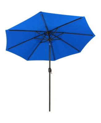 Outdoor Aluminum Solution-Dyed Sunbrella Patio Umbrella with Auto Tilt and Crank - 9' - Pacific Blue