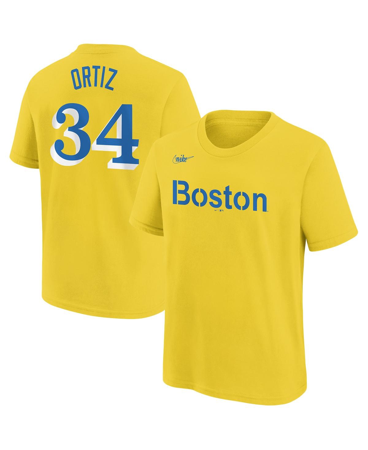 Nike Kids' Big Boys And Girls  David Ortiz Gold Boston Red Sox Name And Number T-shirt