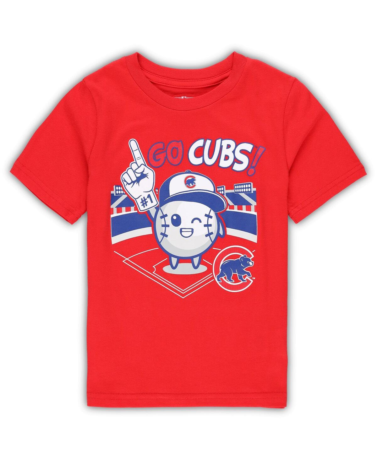 Outerstuff Babies' Toddler Boys And Girls Red Chicago Cubs Ball Boy T-shirt