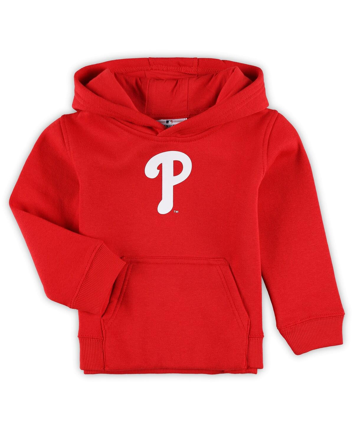 Outerstuff Toddler Boys And Girls Red Philadelphia Phillies Team Primary Logo Fleece Pullover Hoodie In Red