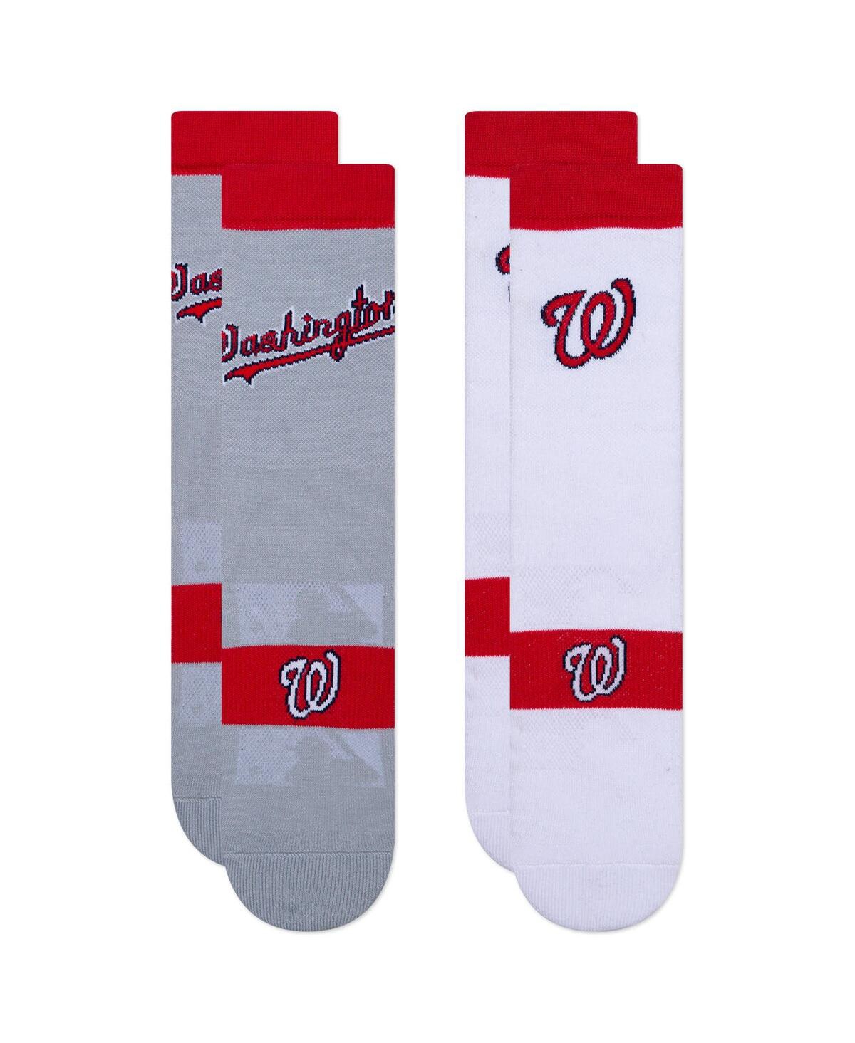 Shop Pkwy Men's Washington Nationals Two-pack Home & Away Uniform Crew Socks In White,gray