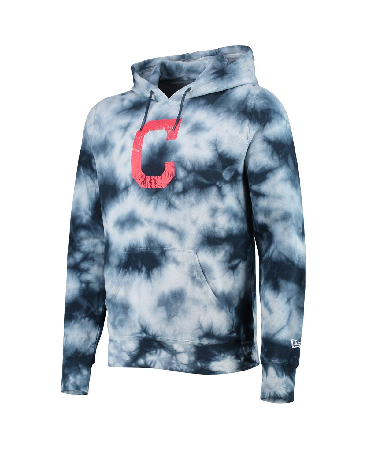 Men's New EraCleveland Indians Tie-Dye Pullover Hoodie - Navy