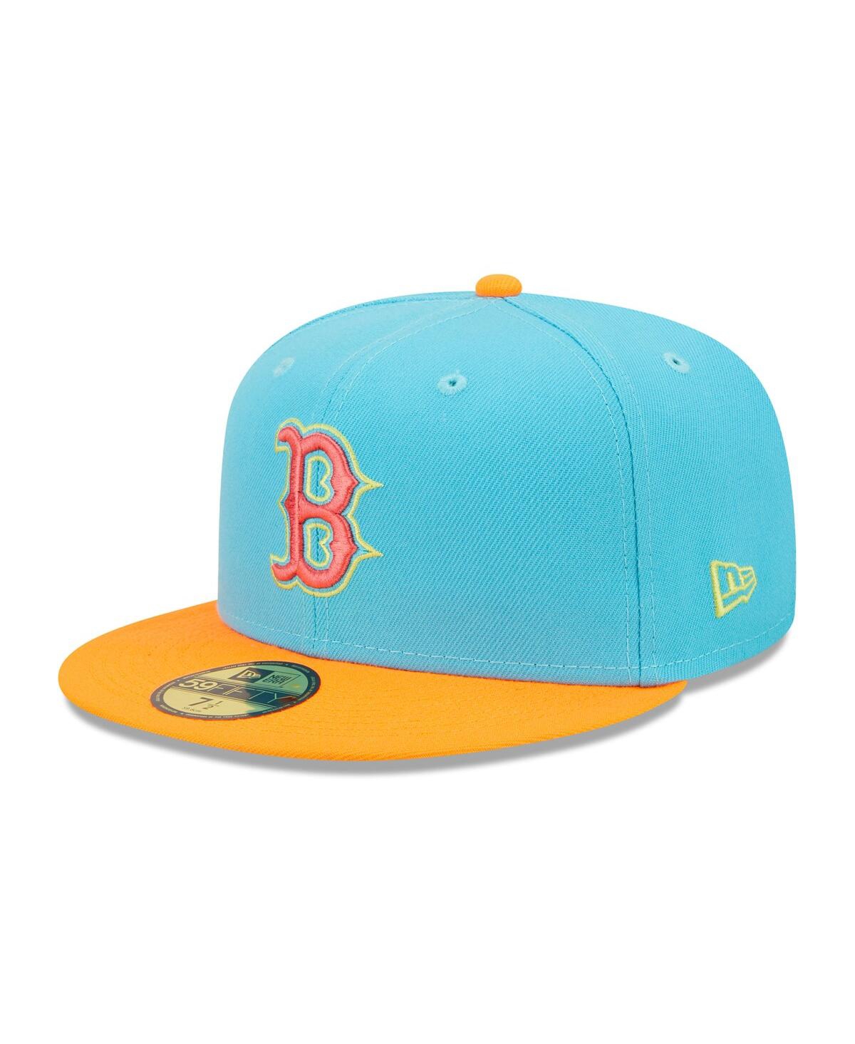 Shop New Era Men's  Blue And Orange Boston Red Sox Vice Highlighter 59fifty Fitted Hat In Blue,orange