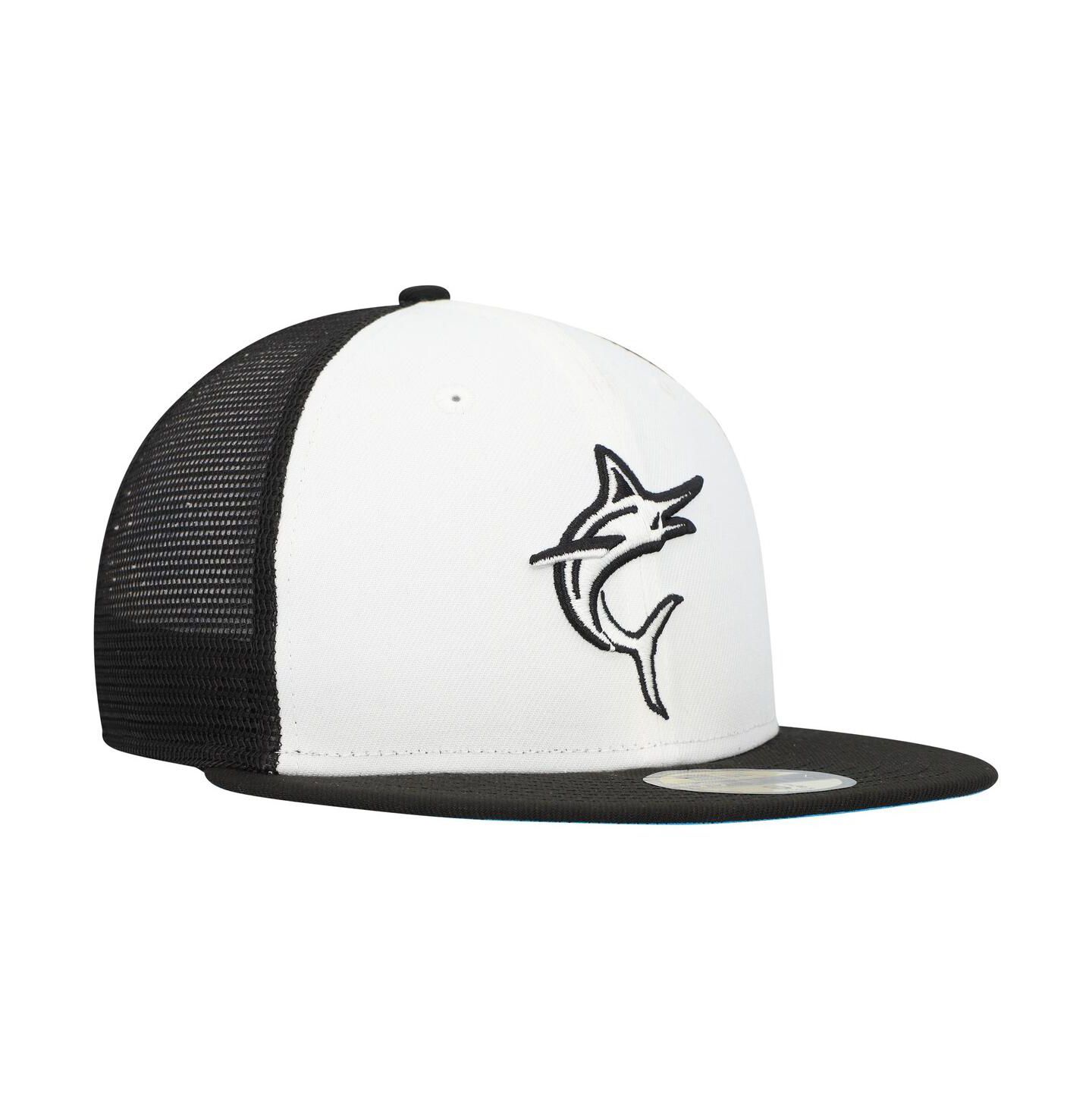 Мужская кепка New Era White, Black Miami Marlins 2023 On-Field Batting Practice 59FIFTY Fitted Hat — фото 4