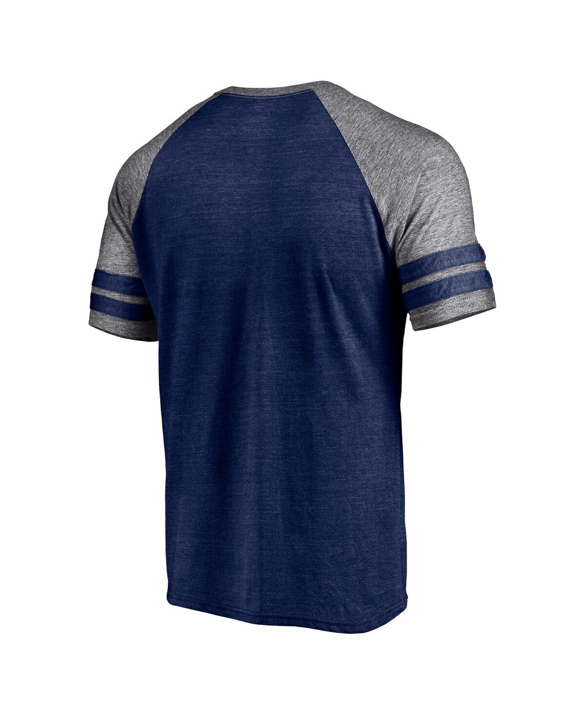 Fanatics Branded Heather Navy Boston Red Sox Utility Two-stripe Raglan Tri-blend T-shirt In Heather Navy