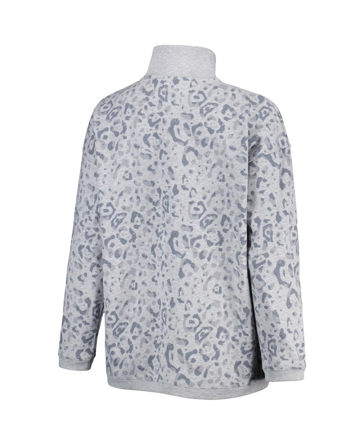 Gameday Couture Women's  Heather Gray North Carolina Tar Heels Leopard Quarter-zip Sweatshirt In Heather Gray