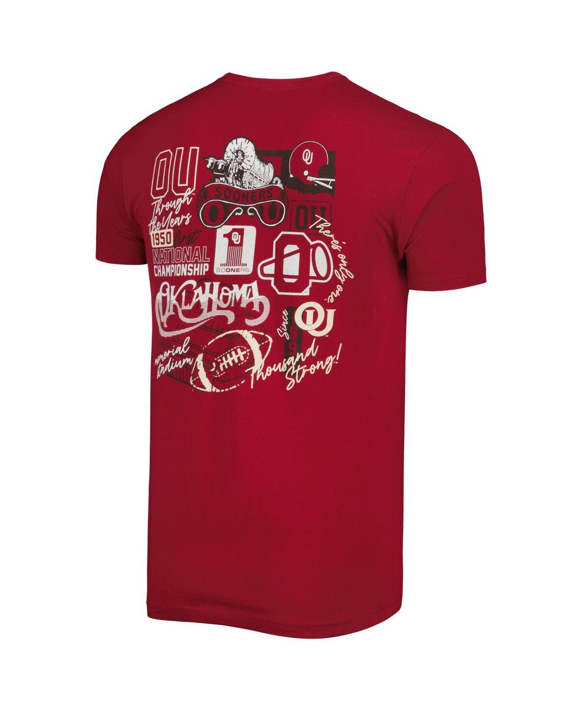 Shop Image One Men's Crimson Oklahoma Sooners Vintage-inspired Through The Years Two-hit T-shirt