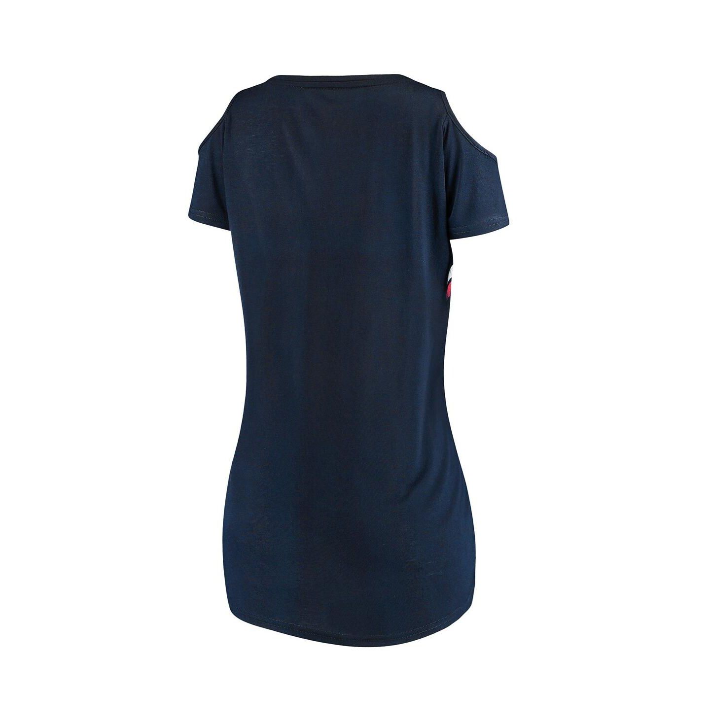 Женская футболка G-III 4Her by Carl Banks Navy Cleveland Indians Clear The Bases Cold Shoulder Scoop neck — фото 5