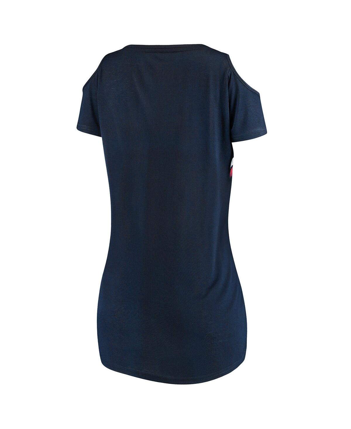 G-iii 4her By Carl Banks Women's  Navy Cleveland Indians Clear The Bases Cold Shoulder Scoop Neck T-s In Navy