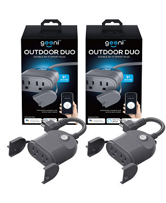 Geeni Outdoor Duo Wi-Fi Smart Plug, Weatherproof, No Hub Required, Wireless  Remote Control and Timer -Smart Plug Compatible with Alexa, The Google Home  (2 Outlets 2-Pack) - Macy's
