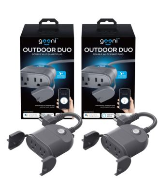 Geeni Outdoor Duo Wi-Fi Smart Plug, Weatherproof, No Hub Required, Wireless  Remote Control and Timer -Smart Plug Compatible with Alexa, The Google Home  (2 Outlets 2-Pack) - Macy's