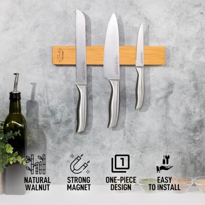 Seamless Acacia Wood Magnetic Knife Holder - Wooden Magnetic Knife Strip for Organizing your Kitchen