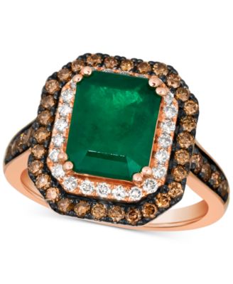 Le Vian - Costa Smeralda Emeralds (2 1/2 ct. t.w.), Chocolate Diamonds (5/8 ct. t.w.) & Nude Diamonds (1/4 ct. t.w.) Ring set in 14k Rose Gold