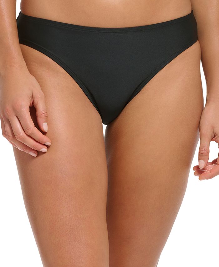 DKNY Women's Classic Printed Scoop Bikini Swim Bottom Black Size Medium
