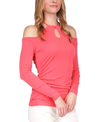 Michael Kors - Women's Cold-Shoulder Keyhole Top