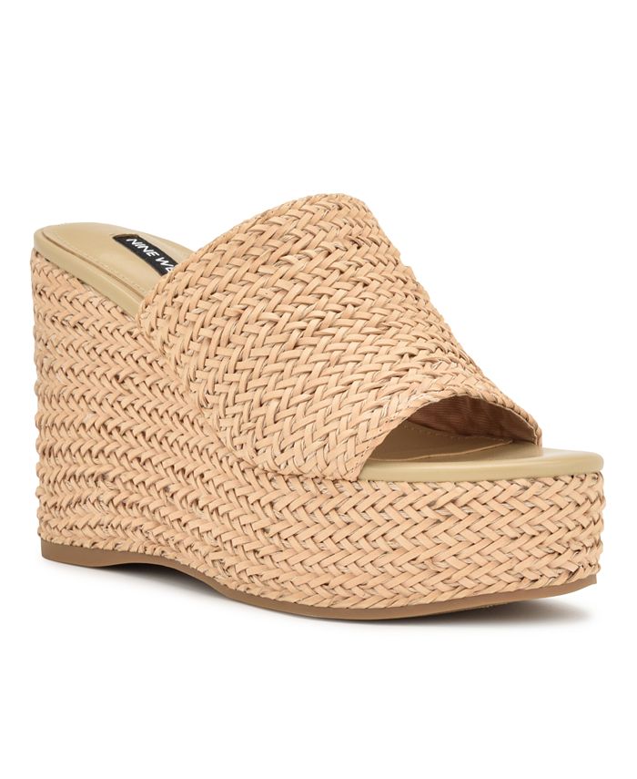 Nine West Women's Everie Round Toe Woven Wedge Sandals - Macy's