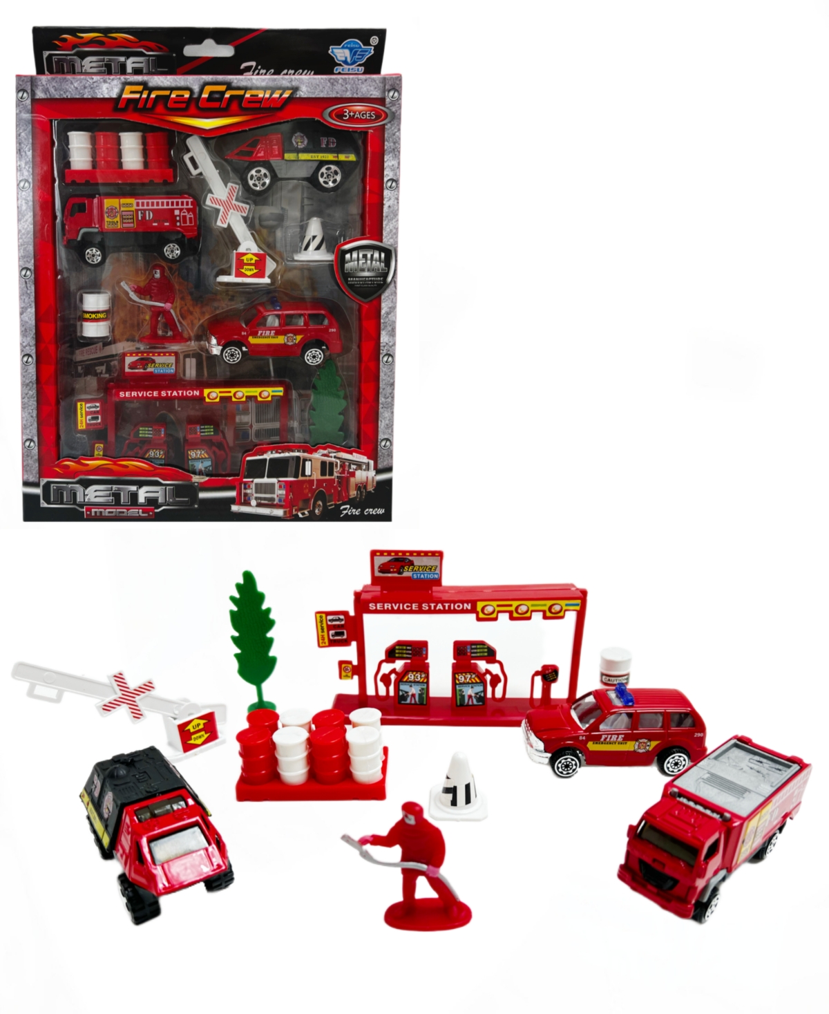 Big Daddy 10 Piece Mini Fire Fighting Trucks And Cars Accessories Playset In Multi