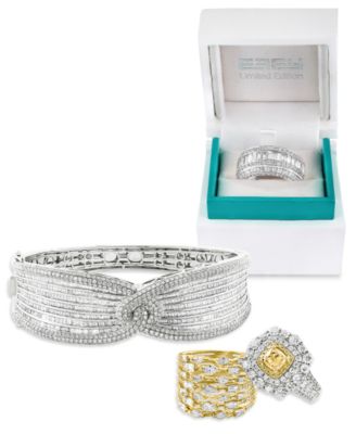 EFFY&reg; Limited Edition Diamond Round & Baguette Statement Bracelet (6-1/10 ct. t.w.) in 14k White Gold