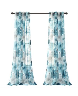 Lush Decor Leah Floral Sheer Window Curtain Panels Pair 52"W x 84"L Red & Orange - Floral Curtains for Bedroom - Sheer Curtains for Living Room