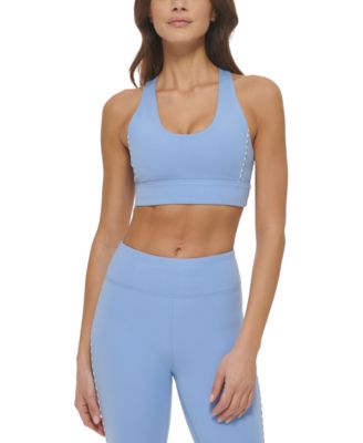 DKNY - Women's Scoop-Neck Racerback Logo Tape Sports Bra