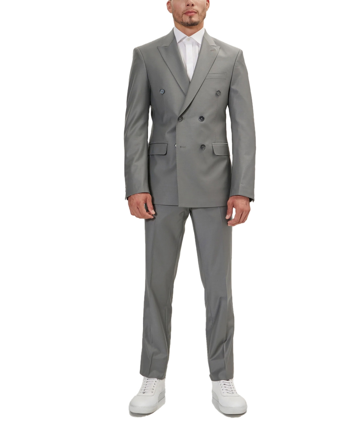 Ron Tomson Men's Modern Double Breasted, 2-piece Suit Set In Dark Gray