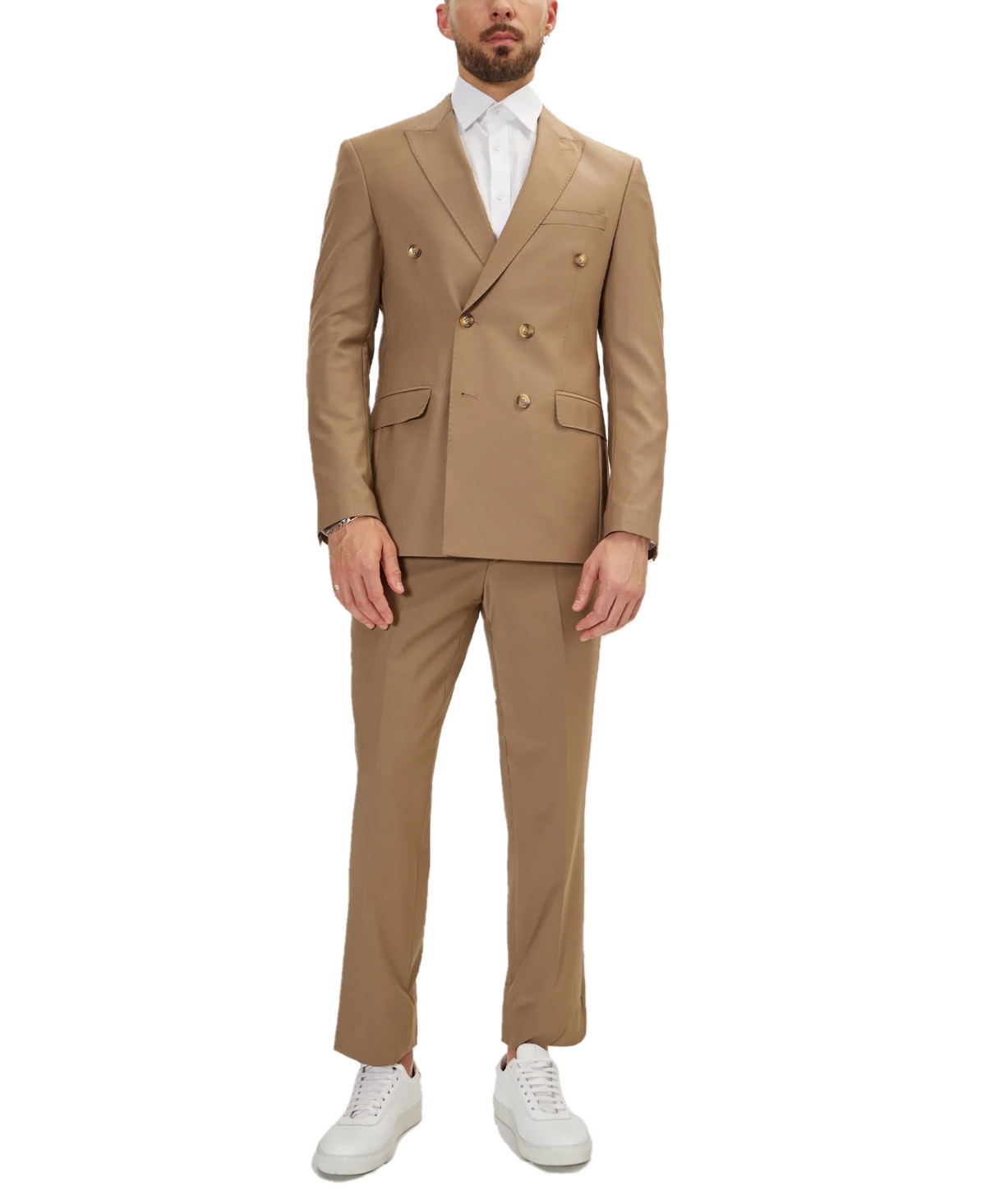 Ron Tomson Men's Modern Double Breasted, 2-piece Suit Set In Khaki