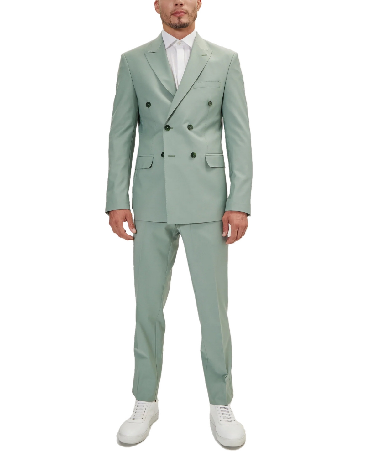 Ron Tomson Men's Modern Double Breasted, 2-piece Suit Set In Sage Green