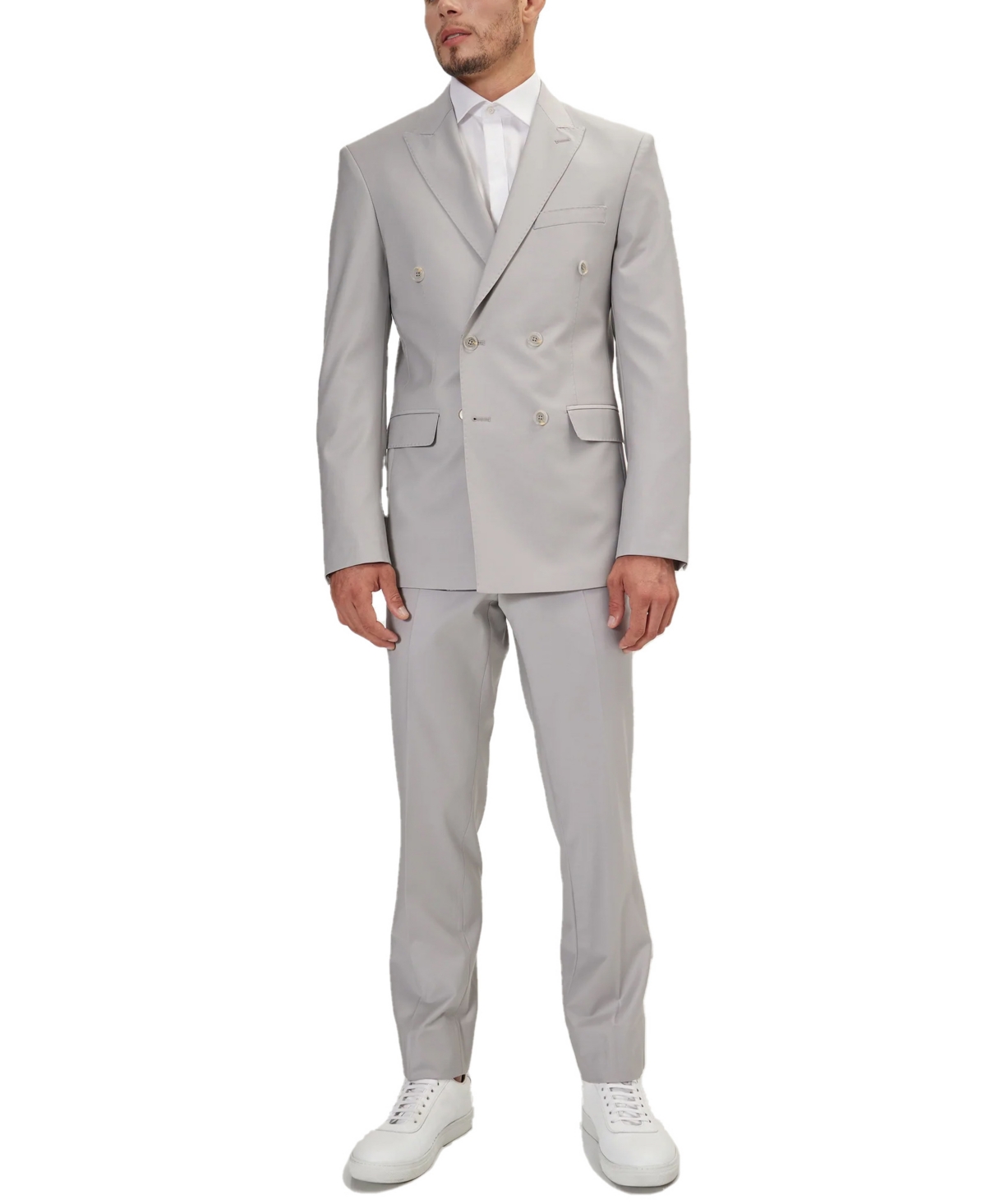 Ron Tomson Men's Modern Double Breasted, 2-piece Suit Set In Smoke