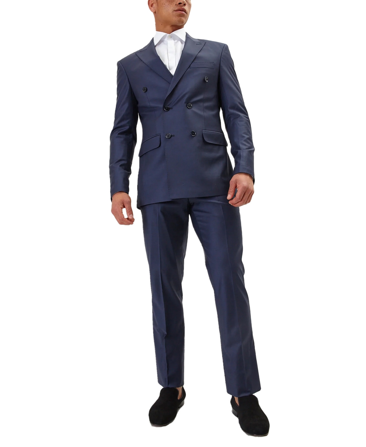 Ron Tomson Men's Modern Double Breasted, 2-piece Suit Set In Solid Navy