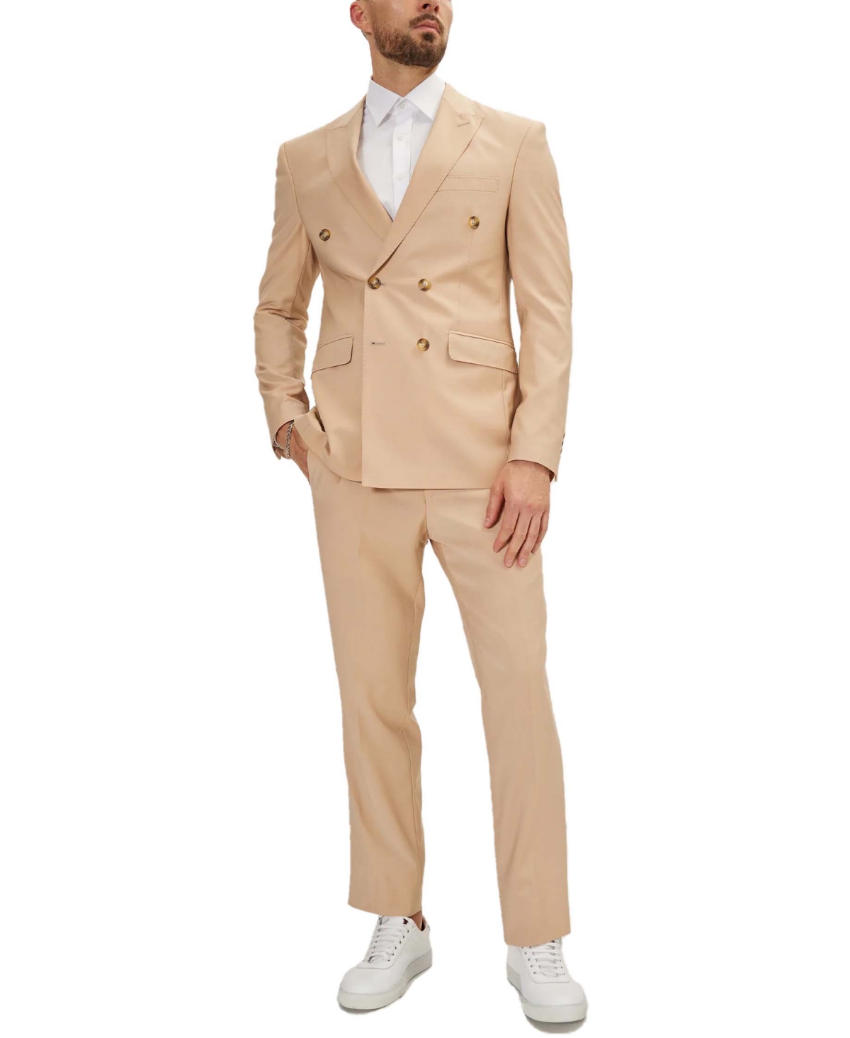 Ron Tomson Men's Modern Double Breasted, 2-piece Suit Set In Tan