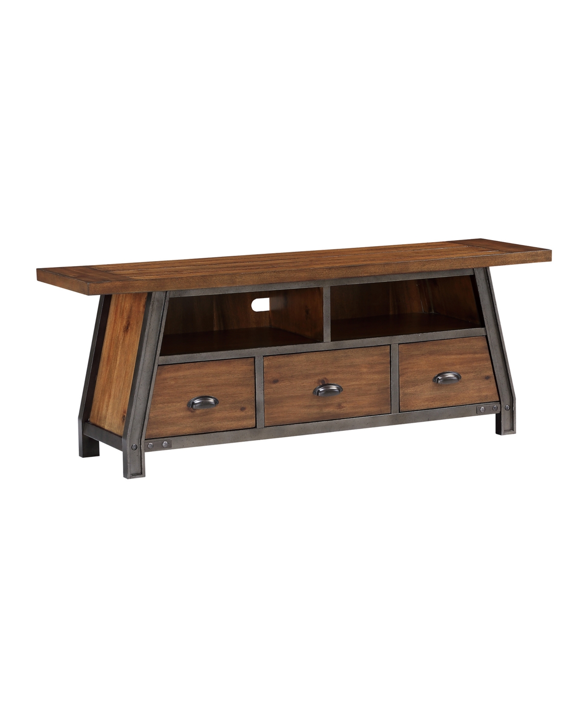 Furniture Belfield 64" Tv Stand In -tone Finish Rustic Brown Gunmetal