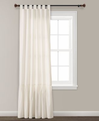 Lush Decor Farmhouse Faux Linen Tab Top Window Curtain Panel Single 40"W x 84"L - Curtains For Bedroom - Living Room Curtains