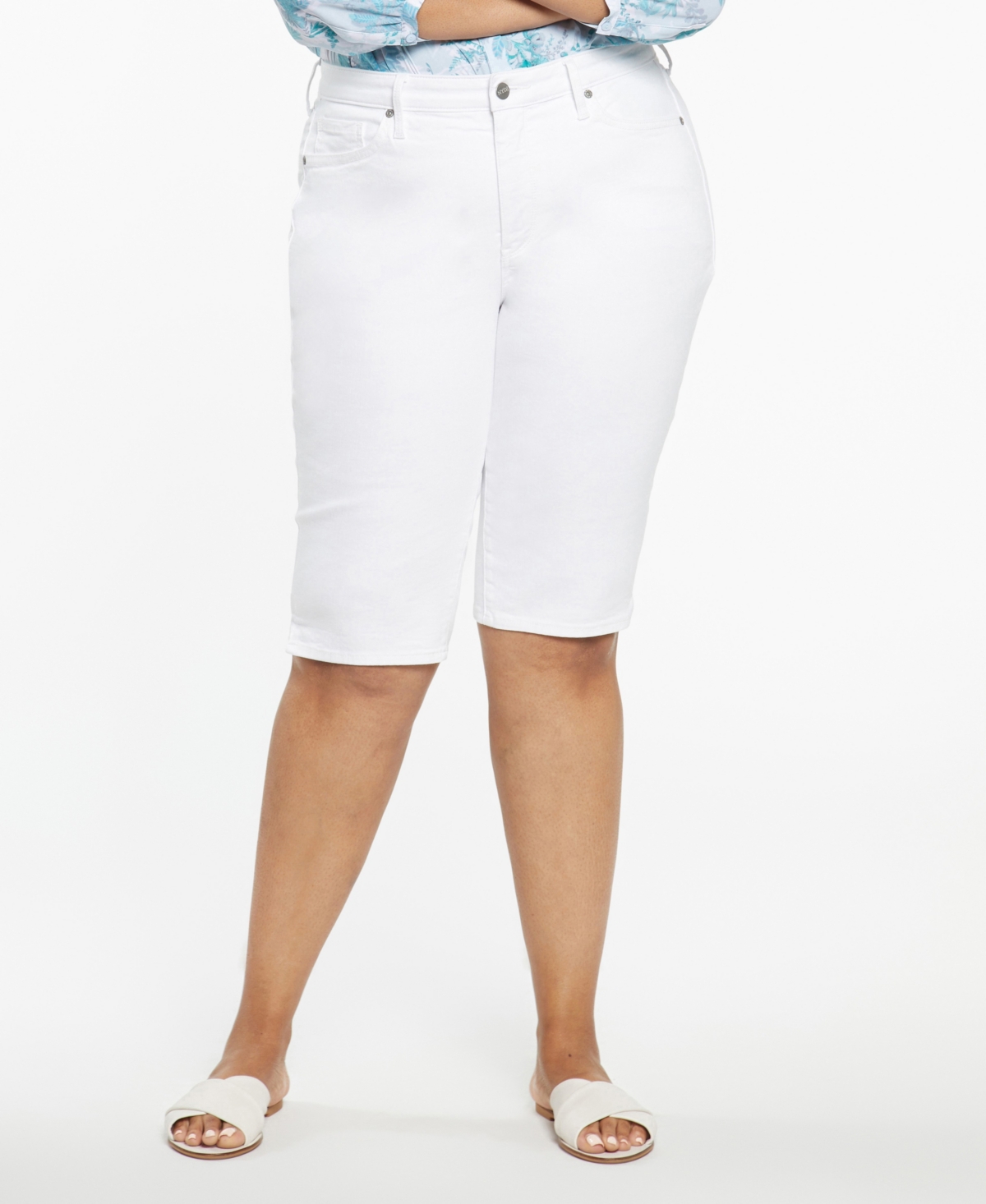 Shop Nydj Plus Size Bike Capri Jeans In Optic White