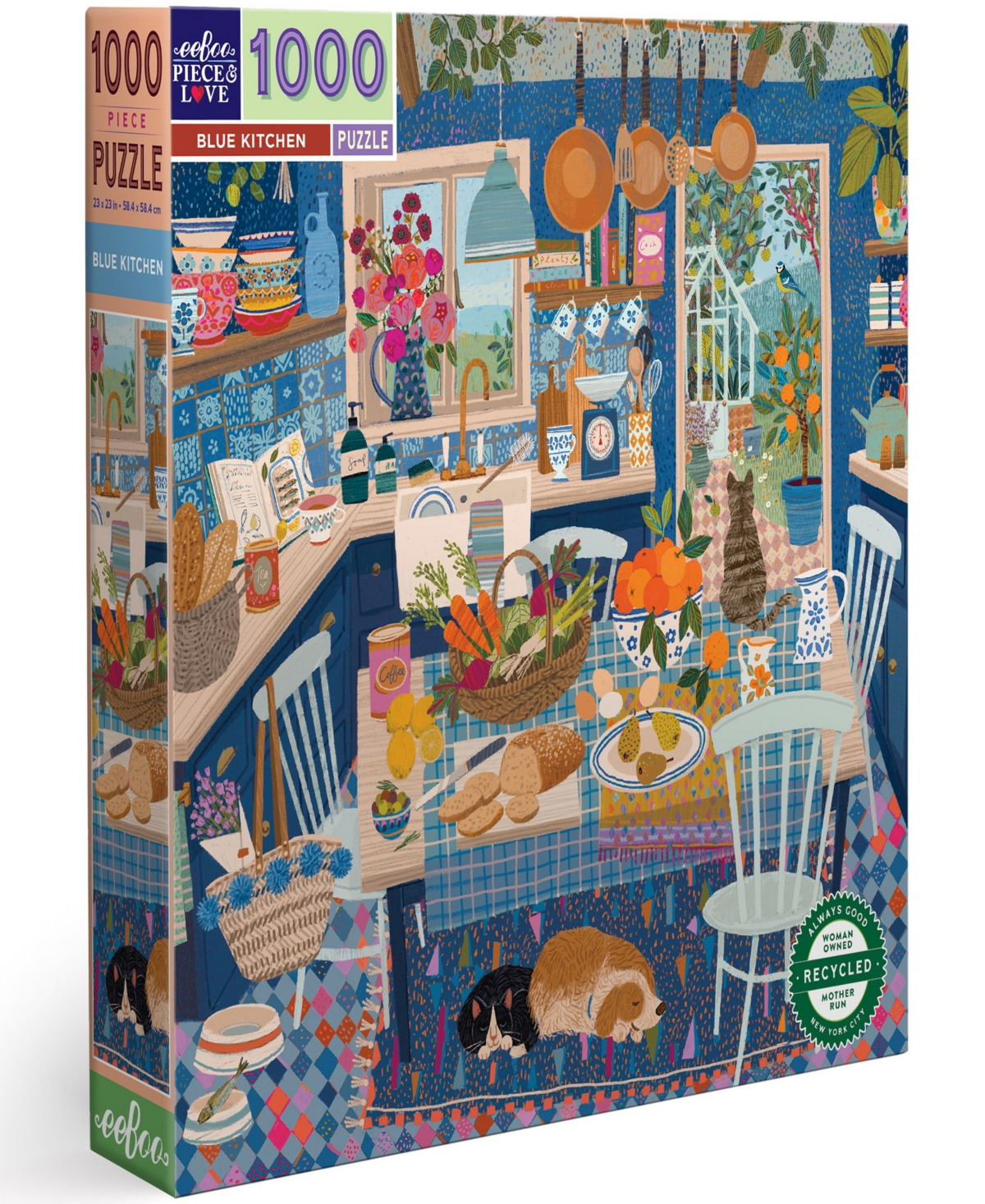 Eeboo Piece And Love Blue Kitchen 1000 Piece Square Adult Jigsaw Puzzle Set, Ages 14 Years And Up In Multi