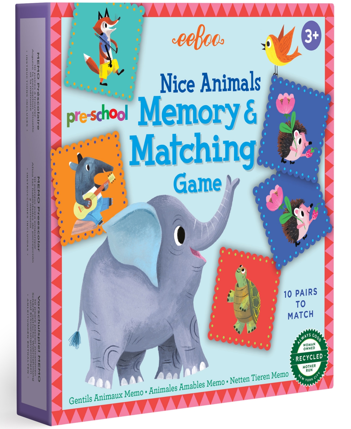 Eeboo Babies' Nice Animals Preschool Memory And Matching Game, Ages 3 And More In Multi