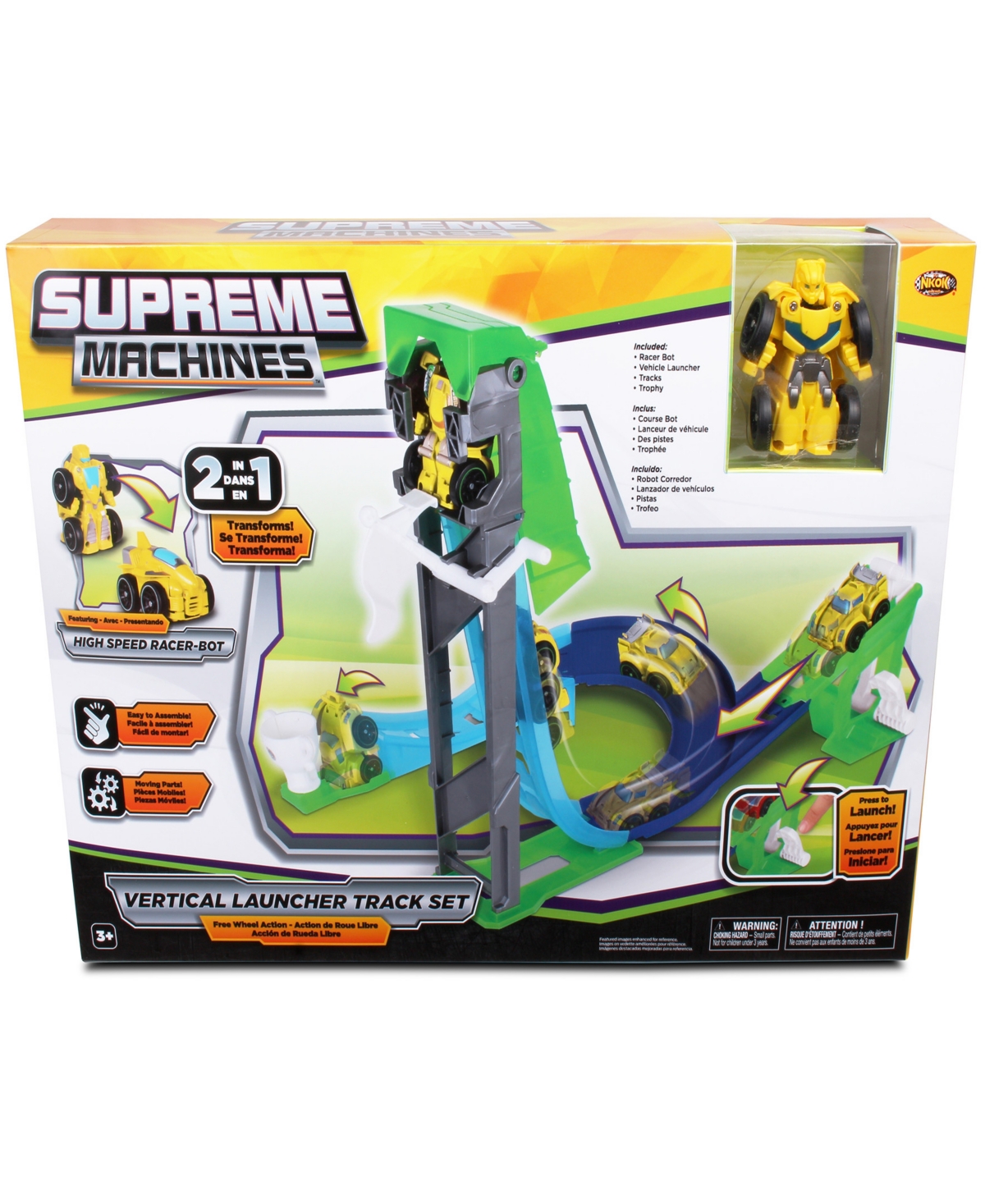 Supreme Machines Kids' Nkok High Speed Racer-bot Vertical Launcher Track Rocket Bot 42032, Transforming 2-in-1 Car Robot, E In Multi